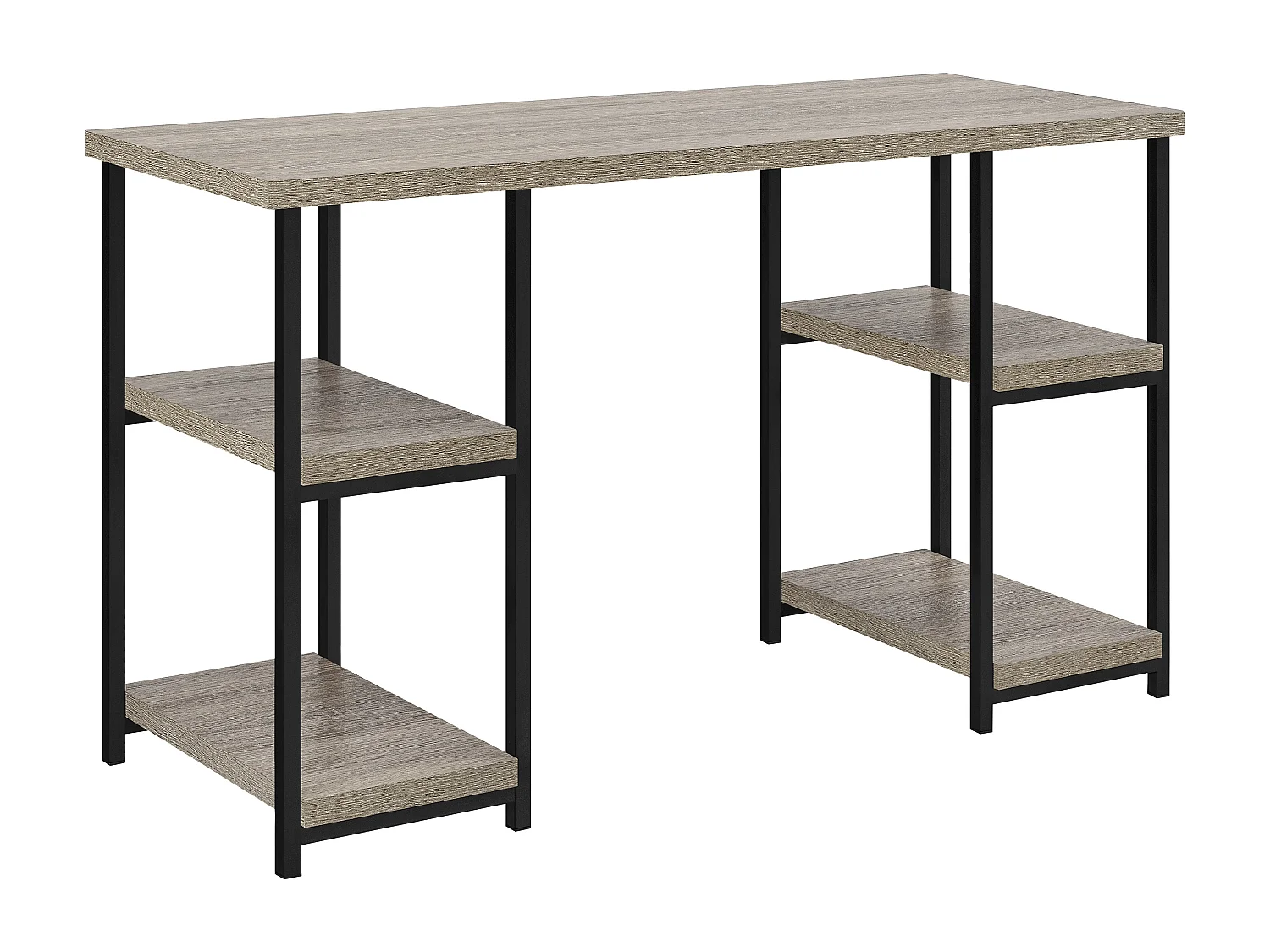 Elmwood | Escritorio con 4 estantes en efecto roble