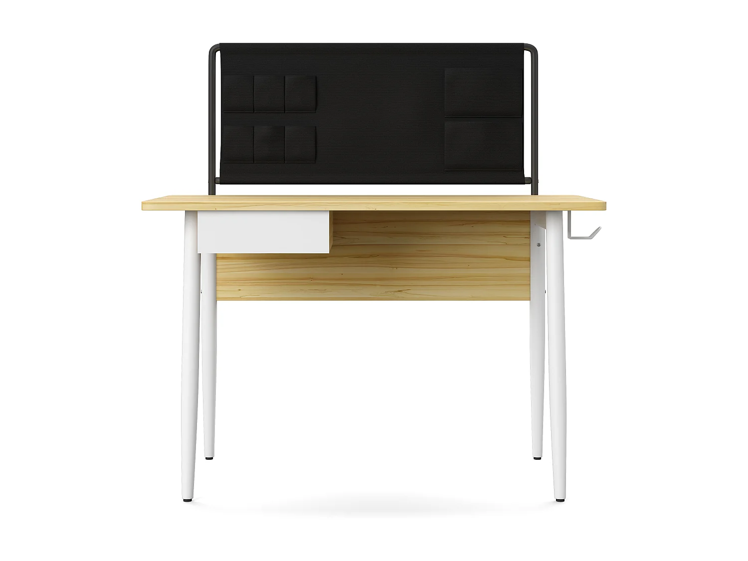 Freemont | Bureau en blanc avec rangement en tissu noir