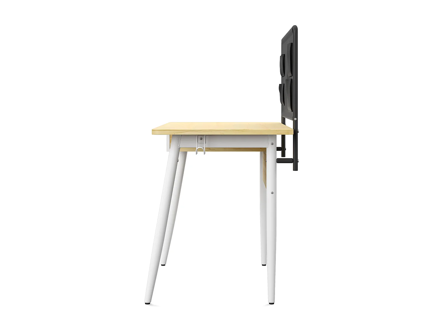 Freemont | Bureau en blanc avec rangement en tissu noir