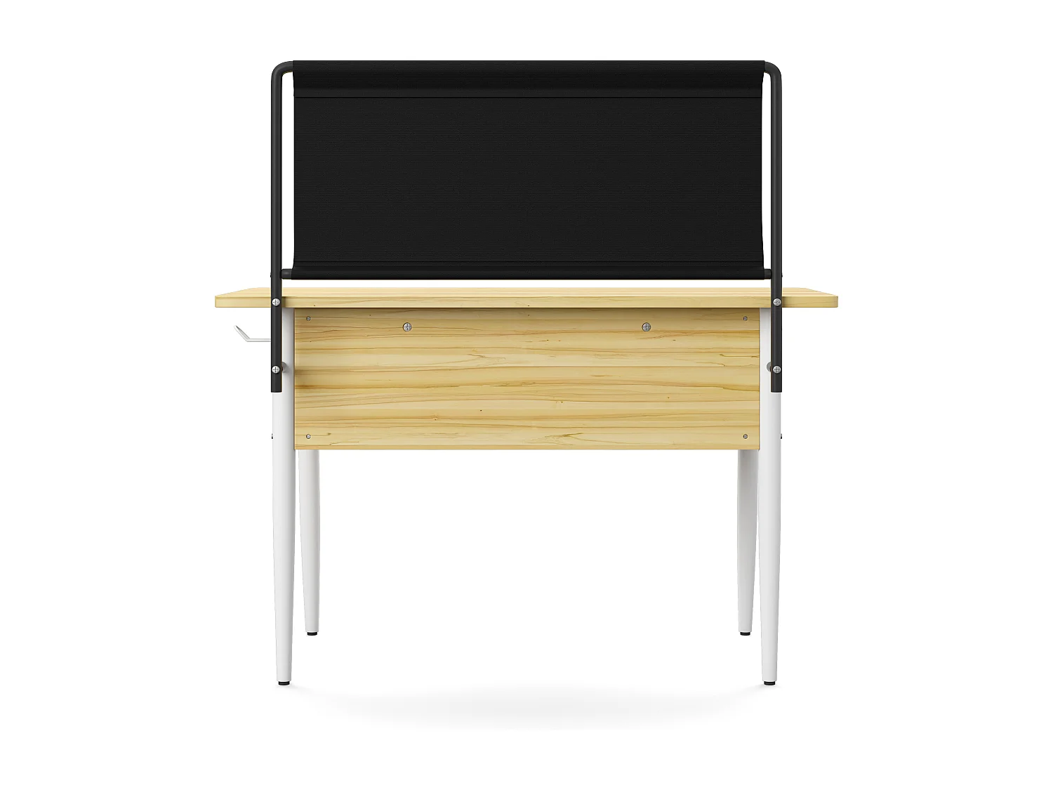 Freemont | Bureau en blanc avec rangement en tissu noir