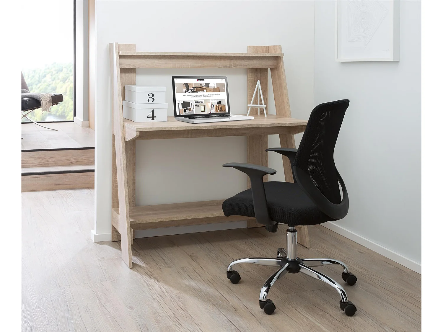 Arizona | Bureau avec 1 étagère en aspect chêne