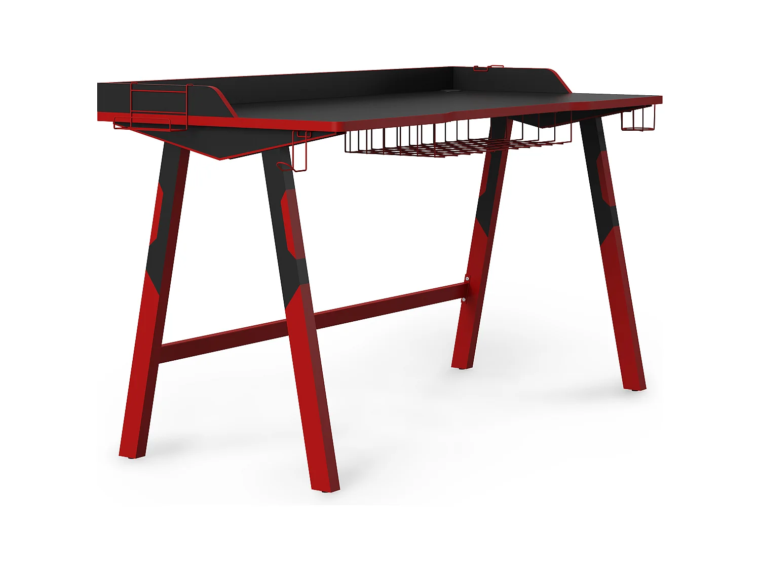 Fuego | Bureau de jeu avec cadre en métal noir / rouge