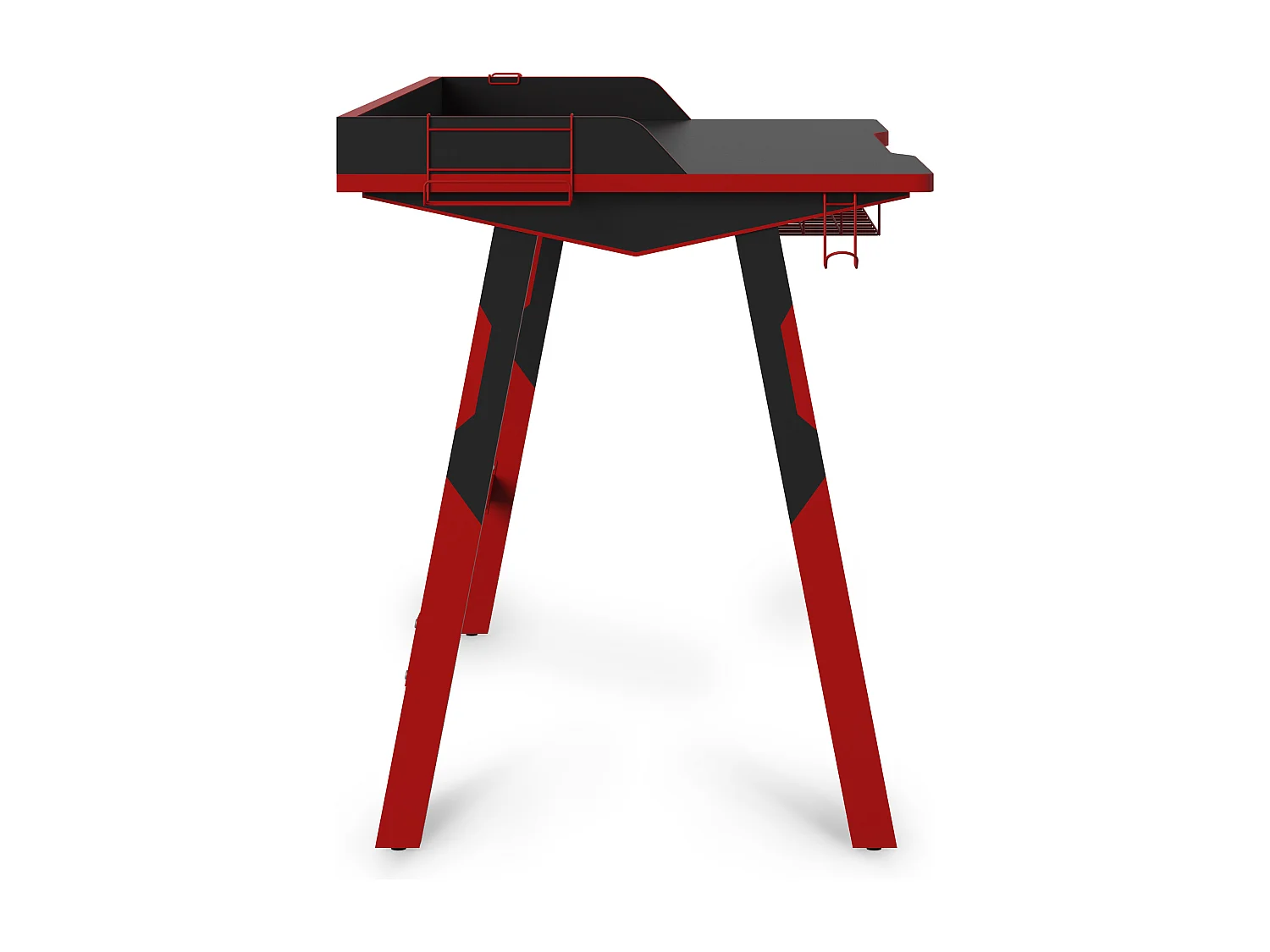 Fuego | Escritorio de juego con estructura de metal negro/rojo