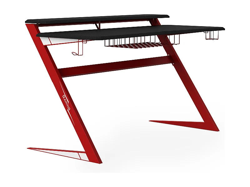 Aries | Bureau de jeu avec cadre en métal noir / rouge