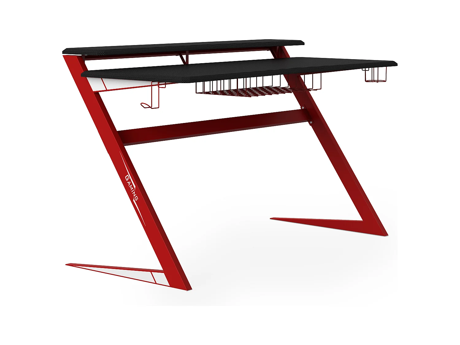 Aries | Bureau de jeu avec cadre en métal noir / rouge