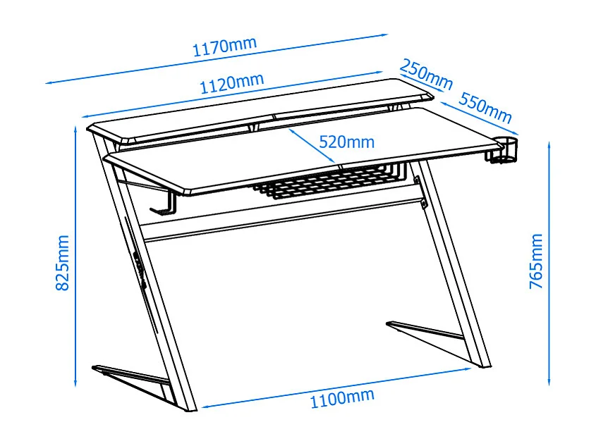 Aries | Bureau de jeu avec cadre en métal noir / rouge