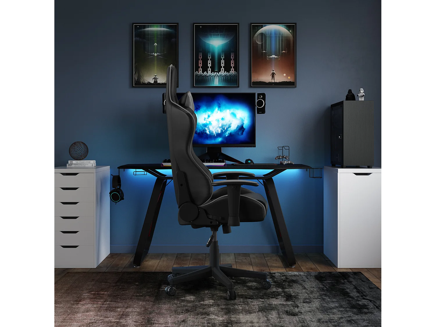 Oblivion | Escritorio de juego con estructura de metal negro