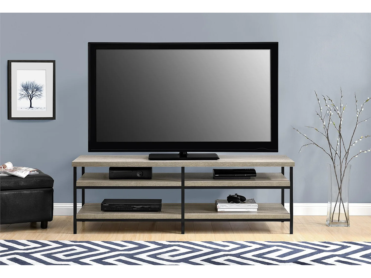 Elmwood | Meubel TV avec 4 étagères en aspect chêne