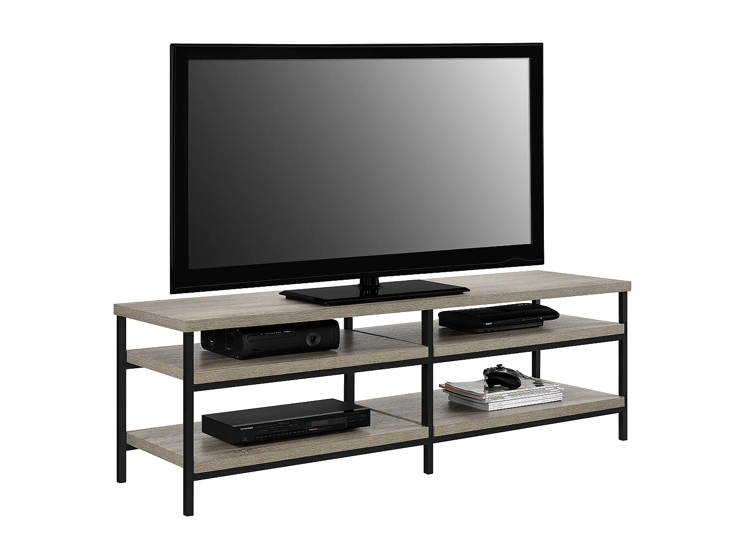 Elmwood | Meubel TV avec 4 étagères en aspect chêne