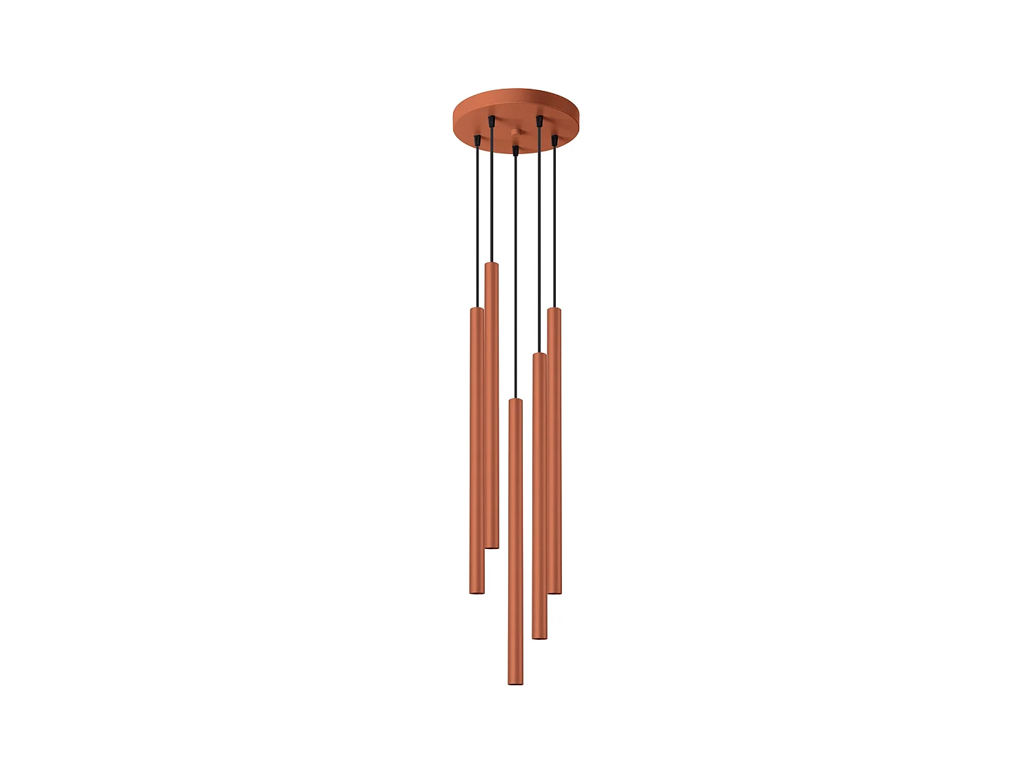 Lampe À Suspension Pastelo Moderne En Acier - 5 Sources Lumineuses - L.25 X H.104 Cm - Ocre Rouge