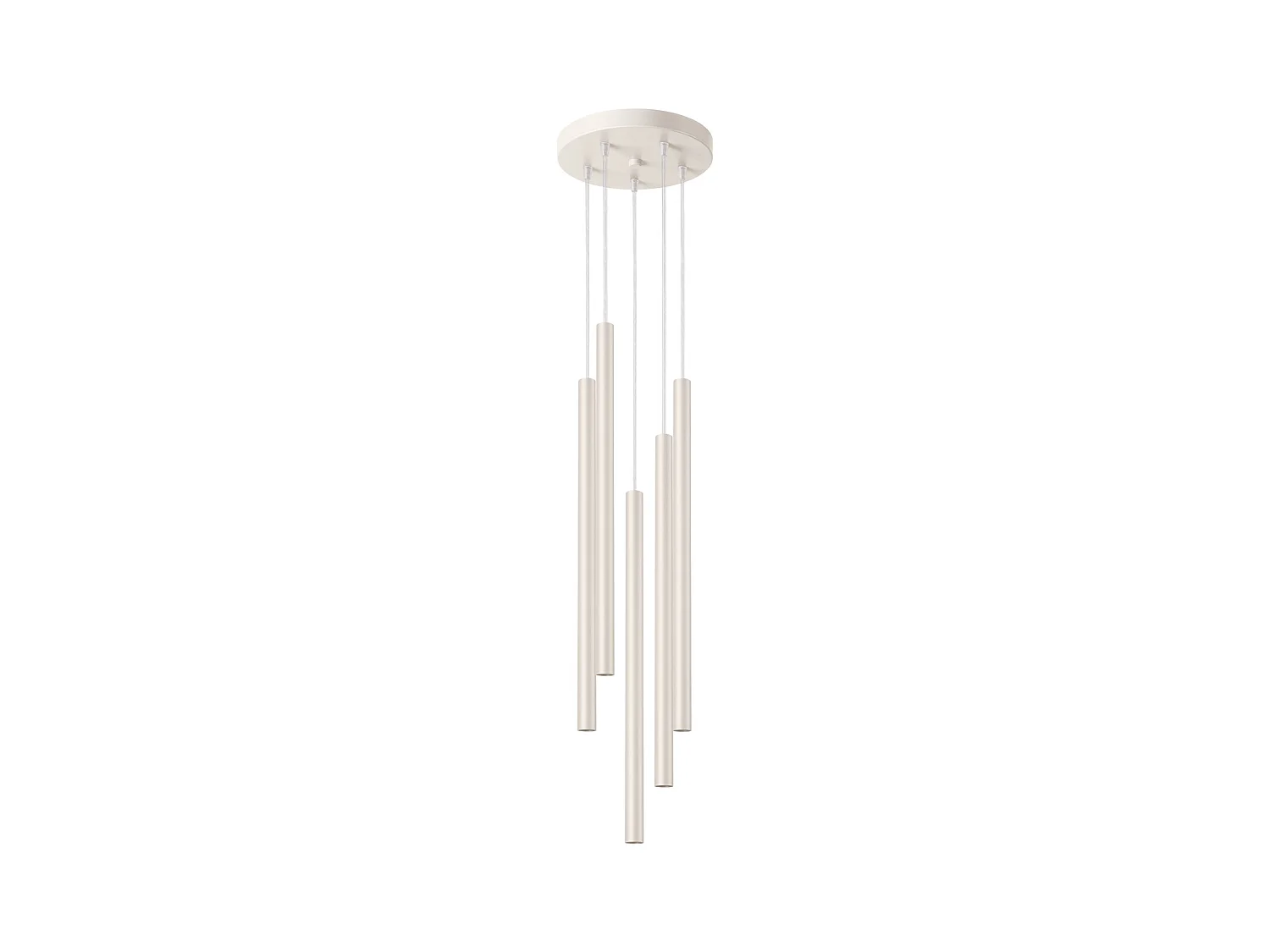 Lampe À Suspension Pastelo Moderne En Acier - 5 Sources Lumineuses - L.25 X H.104 Cm - Beige