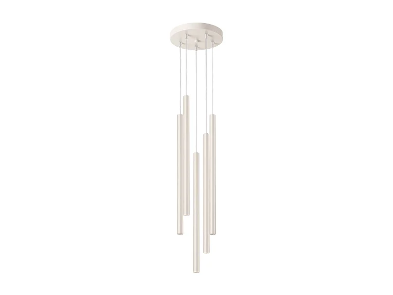 Lampe À Suspension Pastelo Moderne En Acier - 5 Sources Lumineuses - L.25 X H.104 Cm - Beige