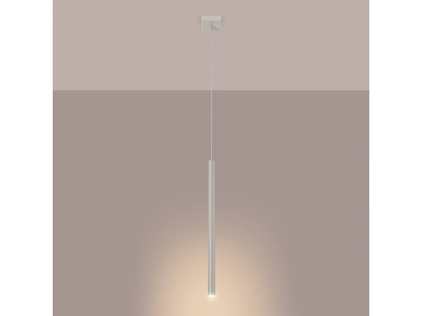 Lampada A Sospensione Pastelo Moderno Di Acciaio - 1 Sorgenti Luminose - L.8 X A.114 Cm - Beige
