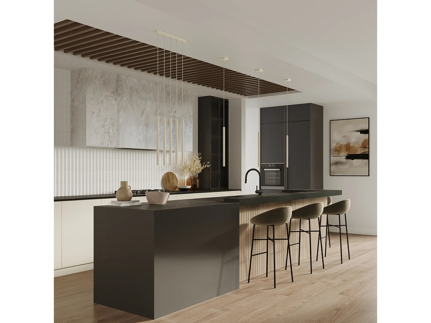 Luminária Pendente Pastelo Moderno, Aço - 1 Lichtbronnen - L.8 X H.114 Cm - Bege