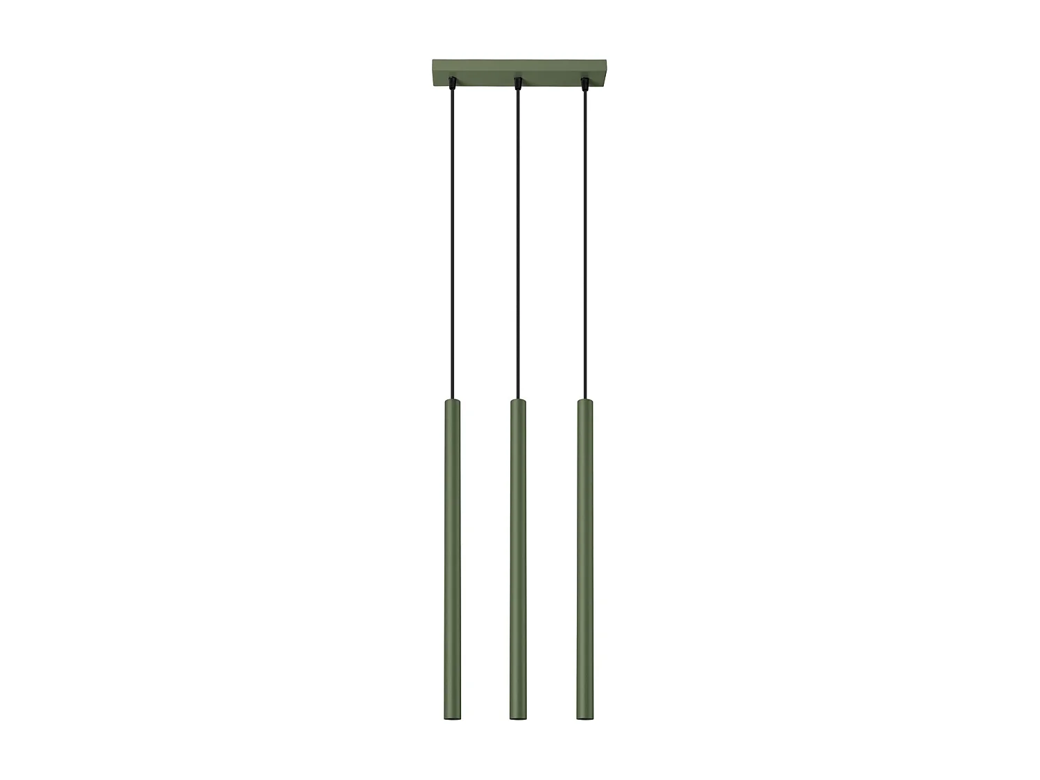 Lampe À Suspension Pastelo Moderne En Acier - 3 Sources Lumineuses - L.19,5 X H.104 Cm - Vert Olive