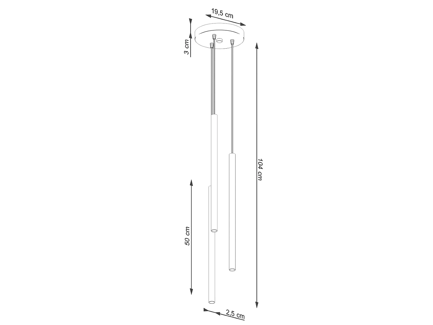 Lampe À Suspension Pastelo Moderne En Acier - 3 Sources Lumineuses - L.19,5 X H.104 Cm - Vert Olive