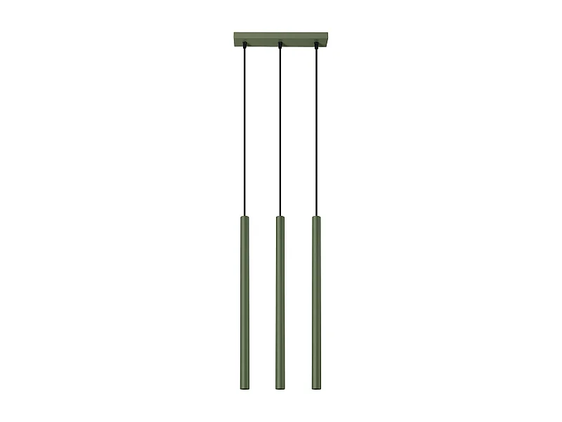 Lampe À Suspension Pastelo Moderne En Acier - 3 Sources Lumineuses - L.19,5 X H.104 Cm - Vert Olive