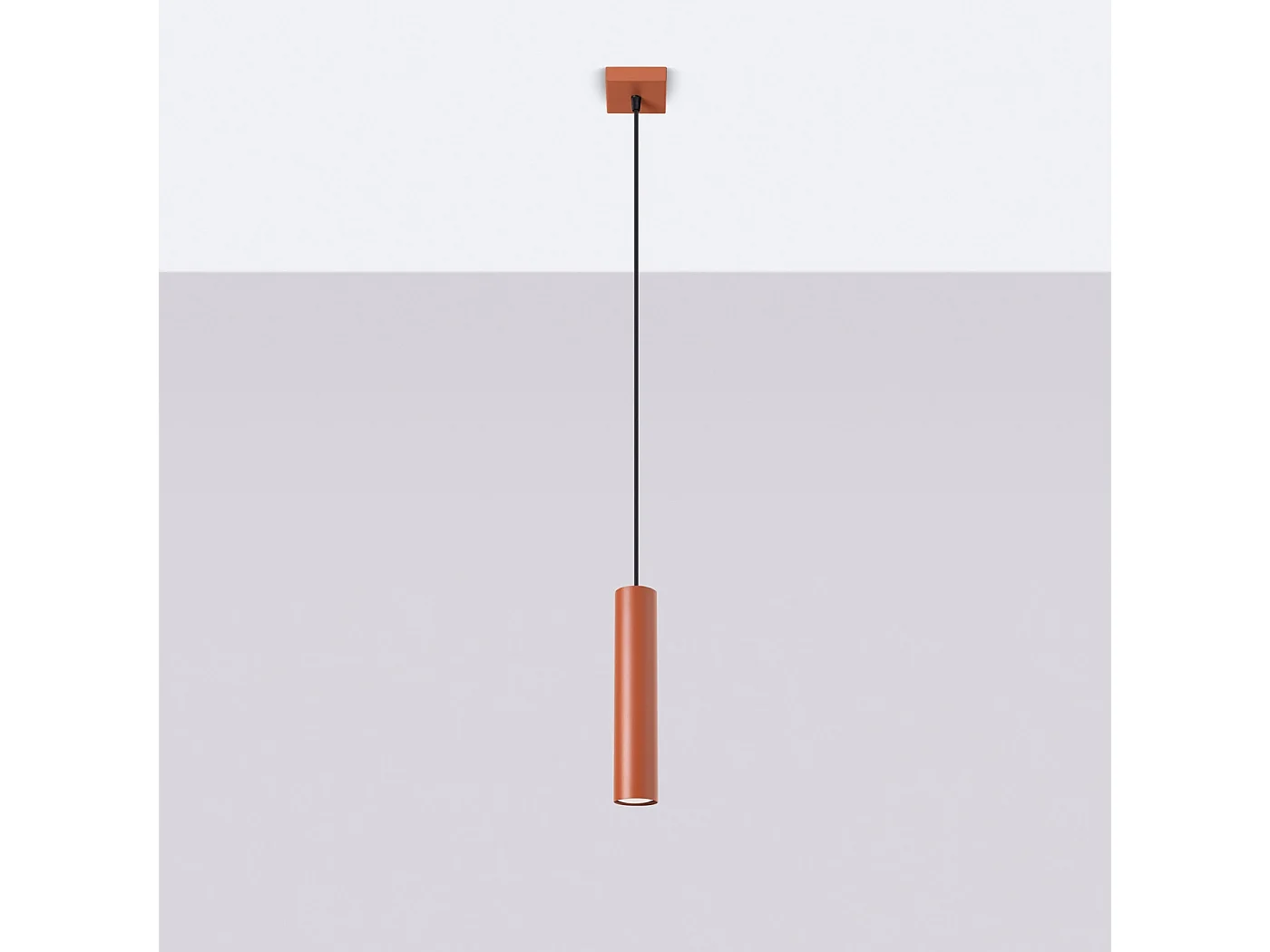 Lampe À Suspension Lagos Grenier En Acier - 1 Sources Lumineuses - L.8 X H.118 Cm - Ocre Rouge