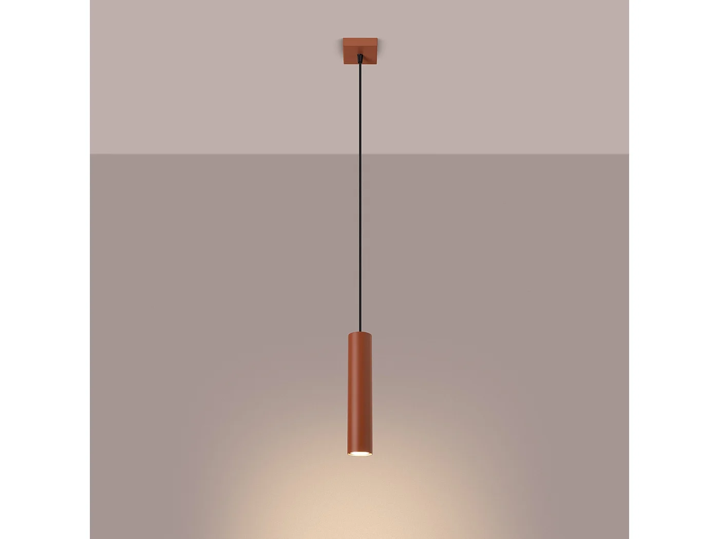 Lampe À Suspension Lagos Grenier En Acier - 1 Sources Lumineuses - L.8 X H.118 Cm - Ocre Rouge