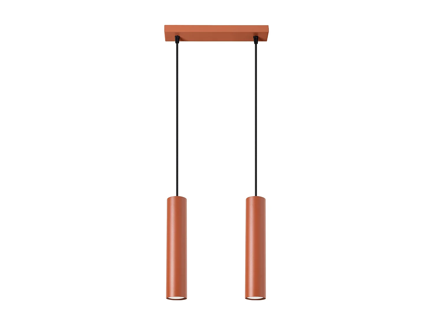 Lampada A Sospensione Lagos Soppalco Di Acciaio - 2 Sorgenti Luminose - L.30 X A.105 Cm - Ocra Rossa