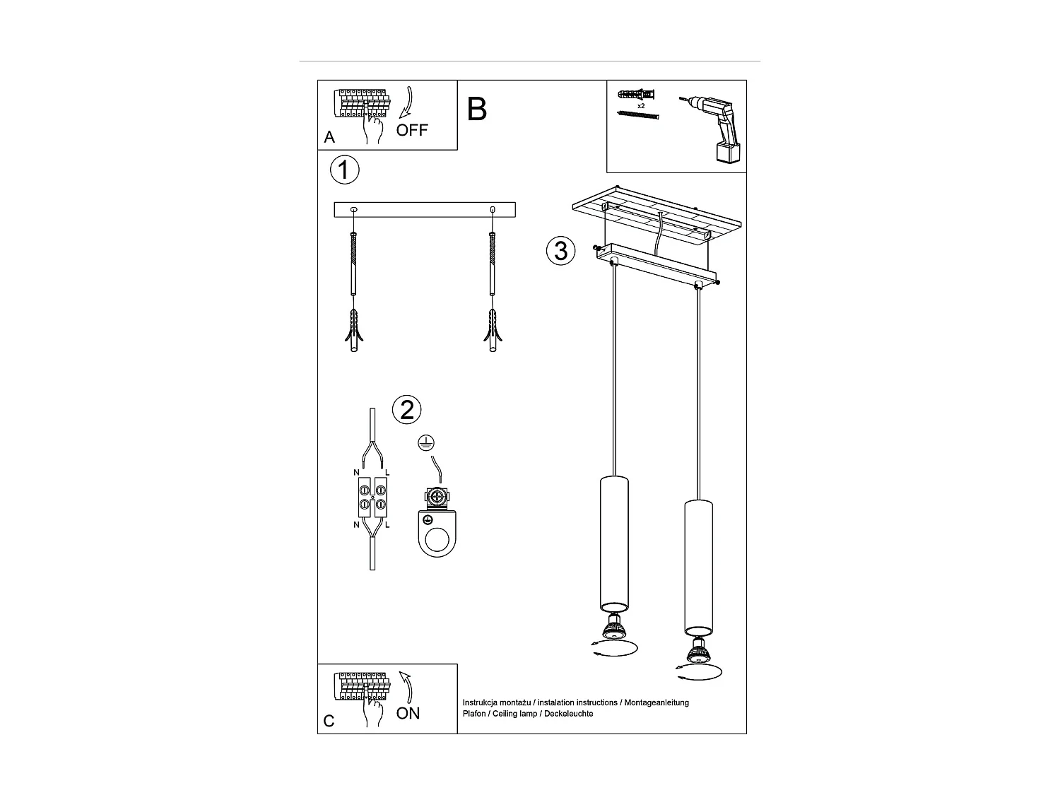 Lampada A Sospensione Lagos Soppalco Di Acciaio - 2 Sorgenti Luminose - L.30 X A.105 Cm - Ocra Rossa