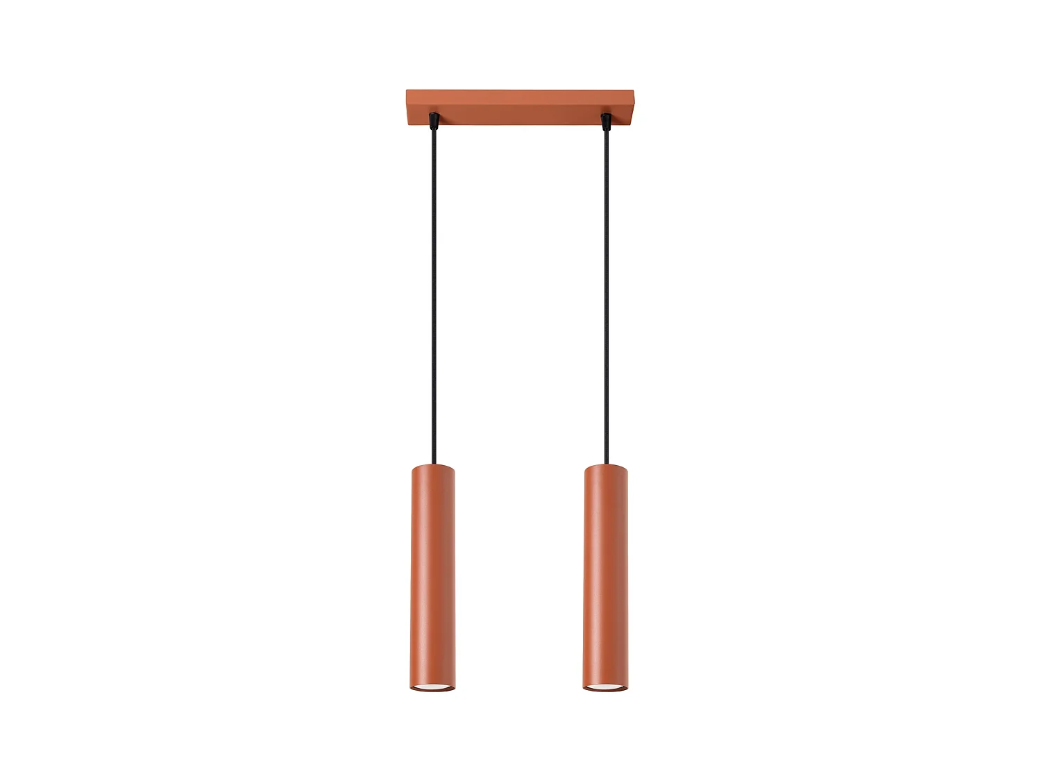 Lampe À Suspension Lagos Grenier En Acier - 2 Sources Lumineuses - L.30 X H.105 Cm - Ocre Rouge