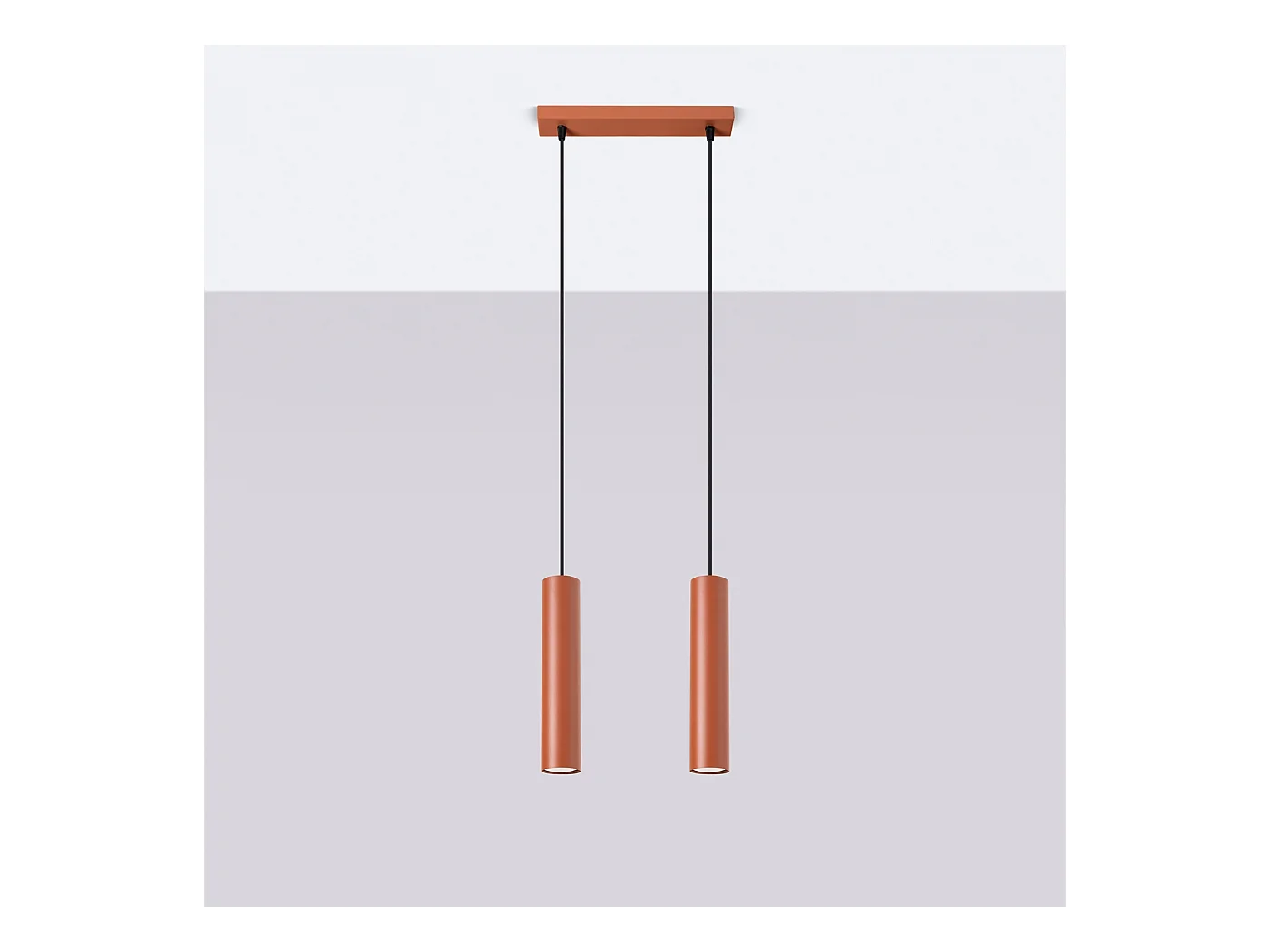 Hanglamp Lagos Zolder Van  - 2 Lichtbronnen - L.30 X H.105 Cm - Rode Oker