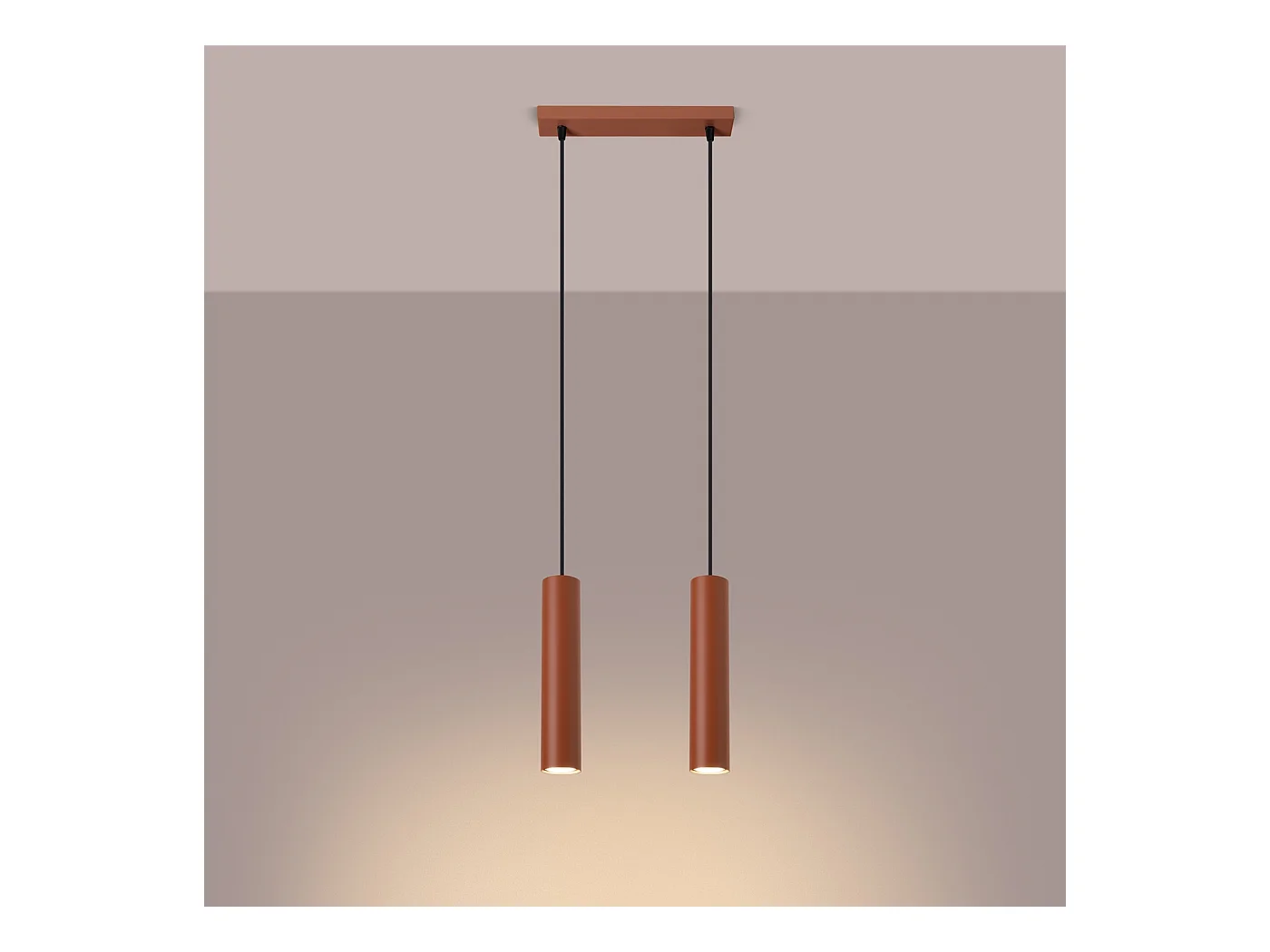 Hanglamp Lagos Zolder Van  - 2 Lichtbronnen - L.30 X H.105 Cm - Rode Oker