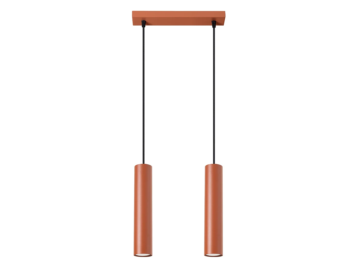 Lampe À Suspension Lagos Grenier En Acier - 2 Sources Lumineuses - L.30 X H.105 Cm - Ocre Rouge