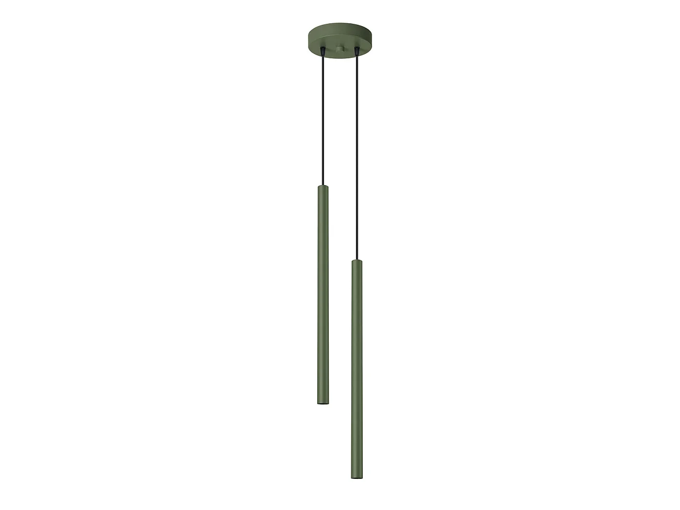 Lampe À Suspension Pastelo Moderne En Acier - 2 Sources Lumineuses - L.15 X H.104 Cm - Vert Olive