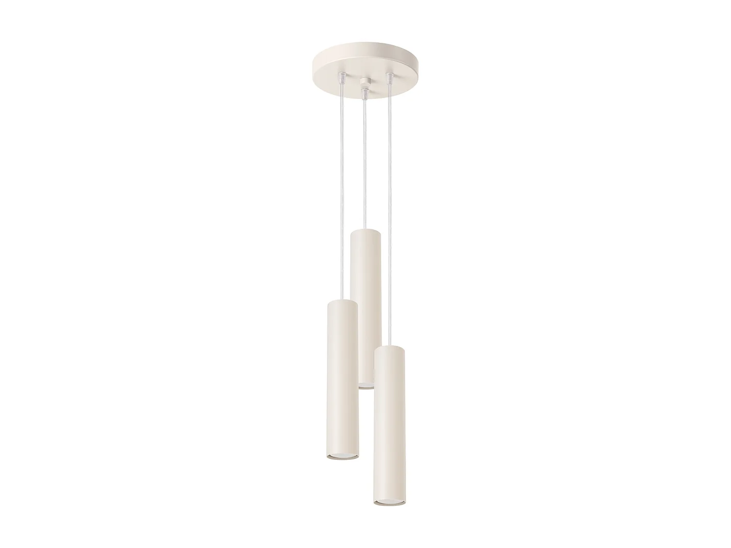 Lampada A Sospensione Lagos Soppalco Di Acciaio - 3 Sorgenti Luminose - L.19,5 X A.108 Cm - Beige