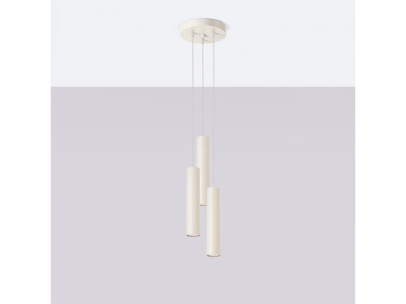 Lampe À Suspension Lagos Grenier En Acier - 3 Sources Lumineuses - L.19,5 X H.108 Cm - Beige