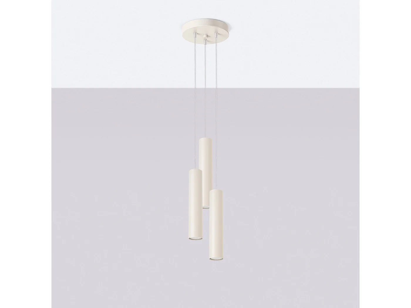 Lampe À Suspension Lagos Grenier En Acier - 3 Sources Lumineuses - L.19,5 X H.108 Cm - Beige