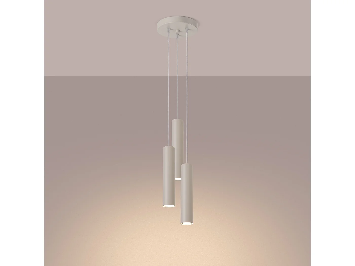 Lampe À Suspension Lagos Grenier En Acier - 3 Sources Lumineuses - L.19,5 X H.108 Cm - Beige
