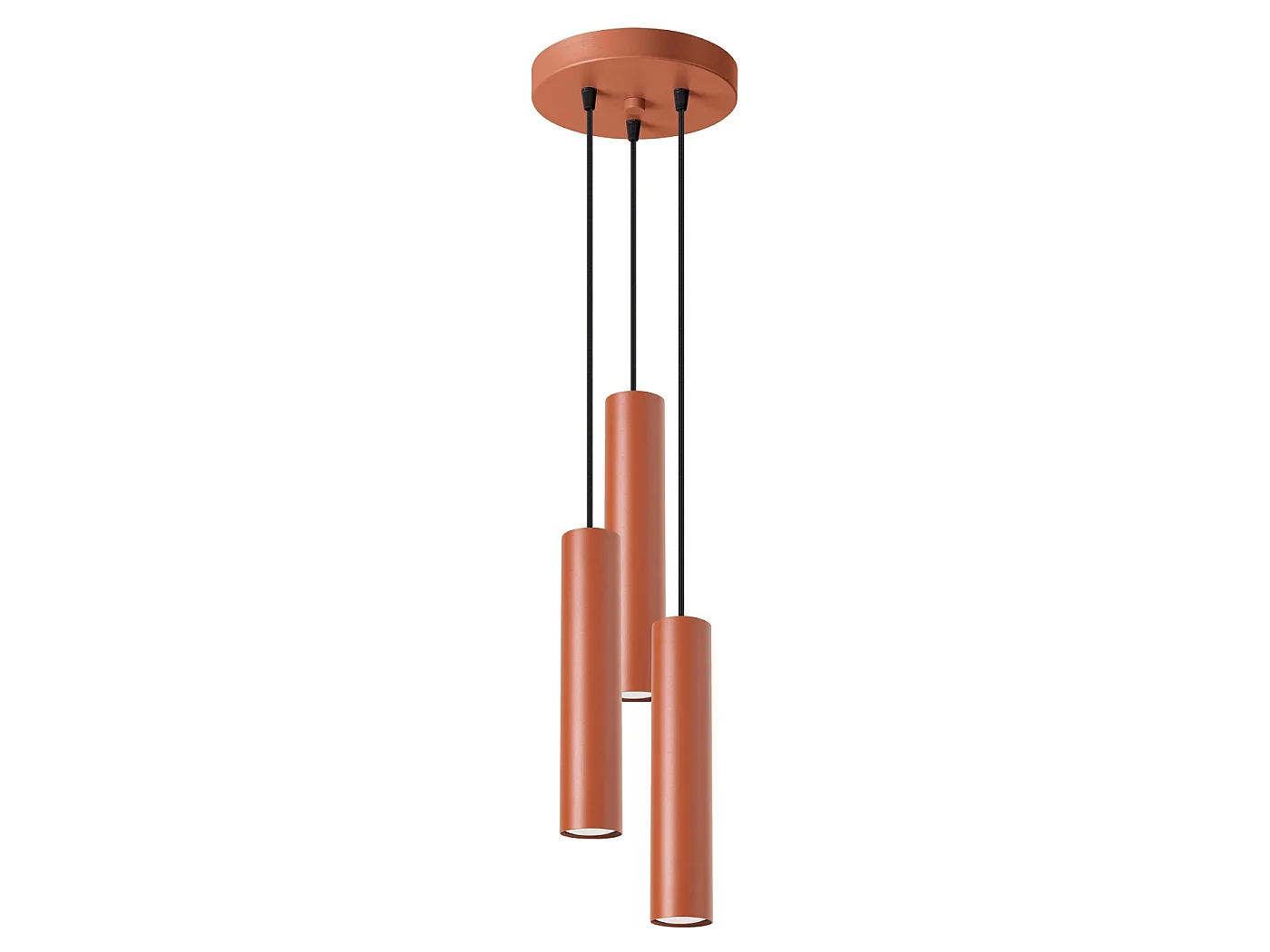 Lampe À Suspension Lagos Grenier En Acier - 3 Sources Lumineuses - L.19,5 X H.108 Cm - Ocre Rouge