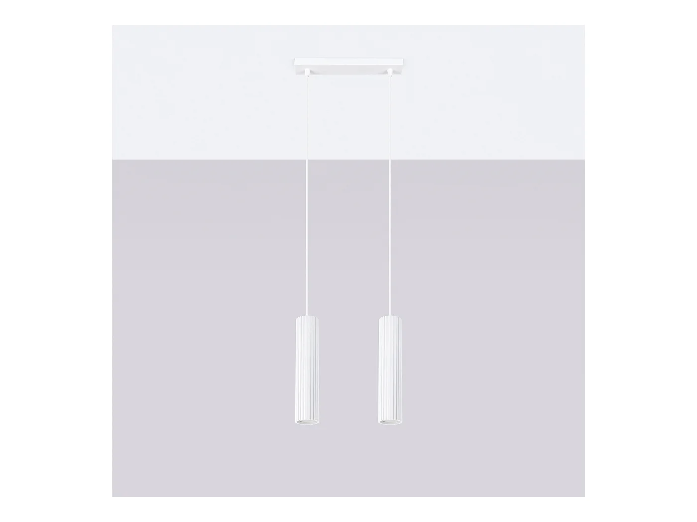 Pendelleuchte Karbon Minimalistisch Aus  Aluminium - 2 Lichtquellen - L.30 X H. Cm - Weiß