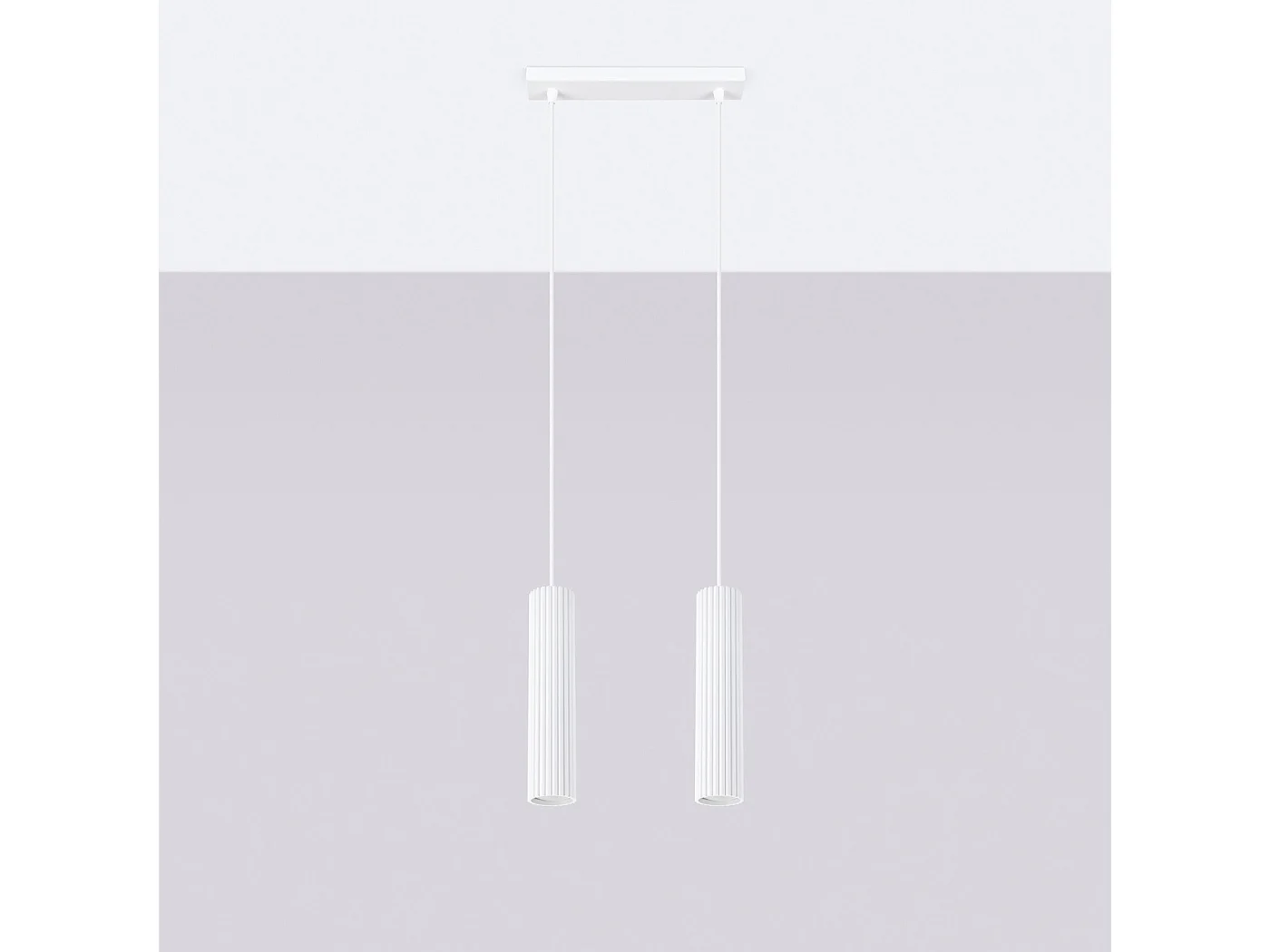Lampe À Suspension Karbon Minimaliste En Aluminium - 2 Sources Lumineuses - L.30 X H.90 Cm - Blanc