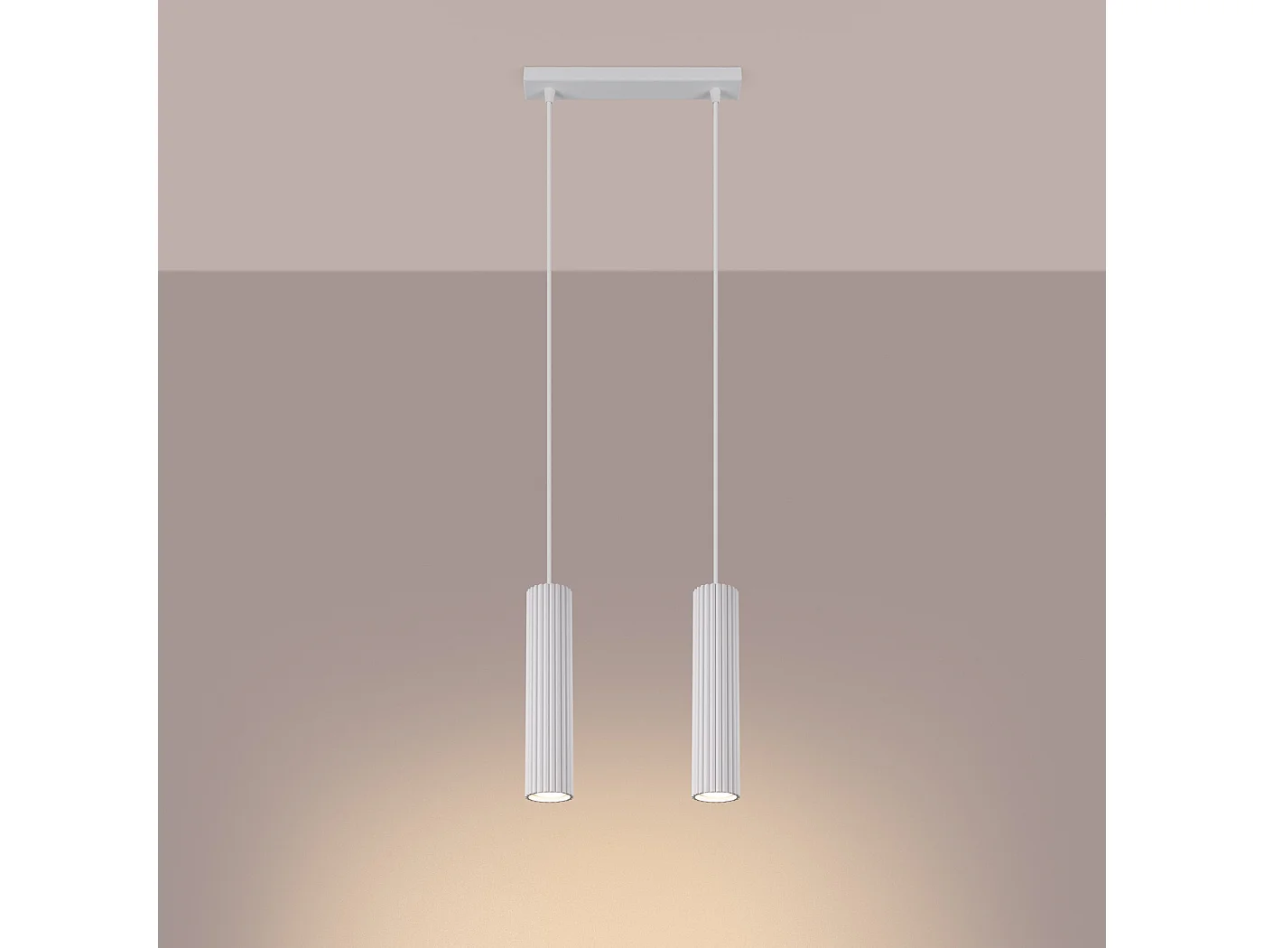 Lampe À Suspension Karbon Minimaliste En Aluminium - 2 Sources Lumineuses - L.30 X H.90 Cm - Blanc