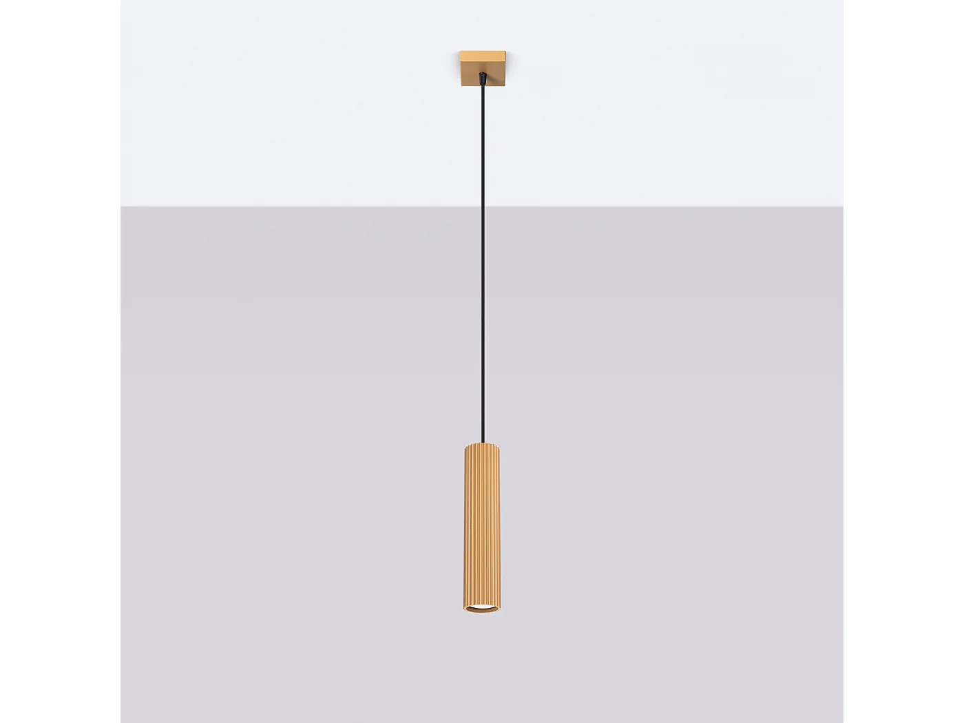 Lampe À Suspension Karbon Minimaliste En Aluminium - 1 Sources Lumineuses - L.8 X H.118 Cm - Doré