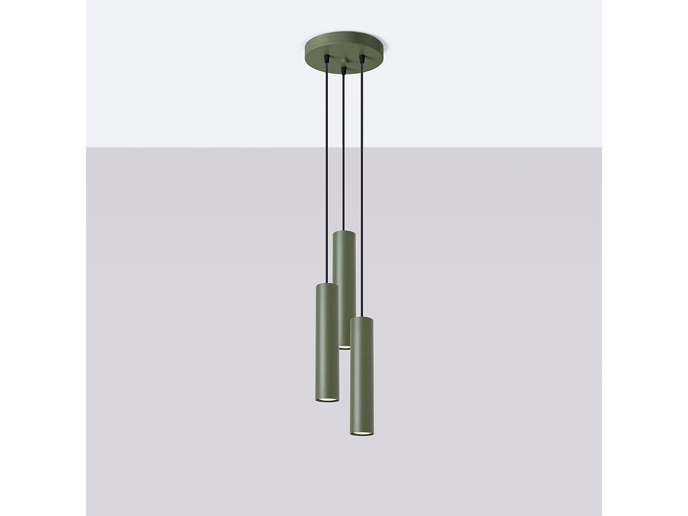 Hanglamp Lagos Zolder Van  - 3 Lichtbronnen - L.19,5 X H.108 Cm - Olijfgroen