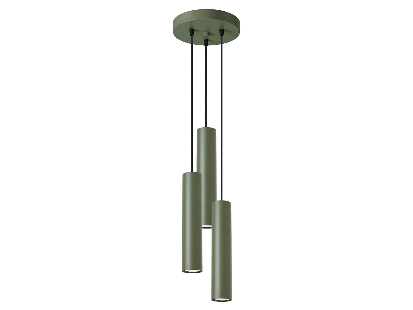 Lampe À Suspension Lagos Grenier En Acier - 3 Sources Lumineuses - L.19,5 X H.108 Cm - Vert Olive