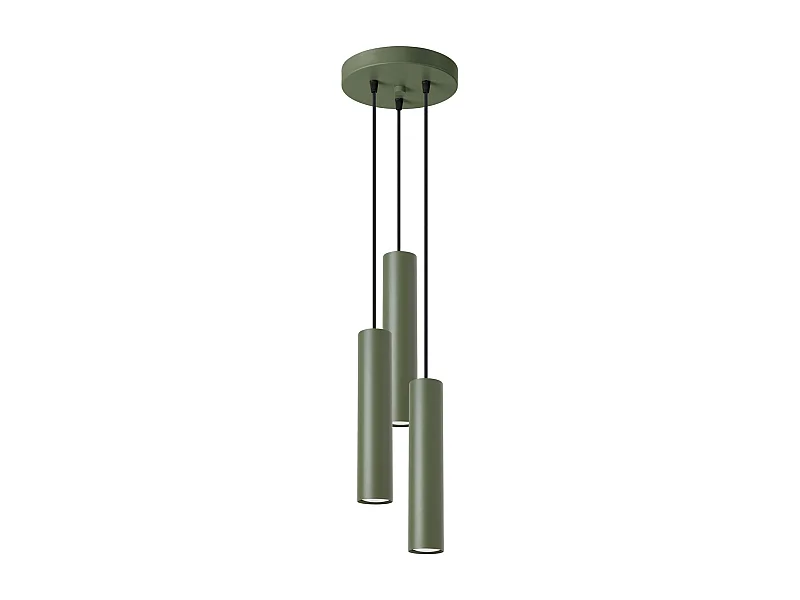 Lampe À Suspension Lagos Grenier En Acier - 3 Sources Lumineuses - L.19,5 X H.108 Cm - Vert Olive