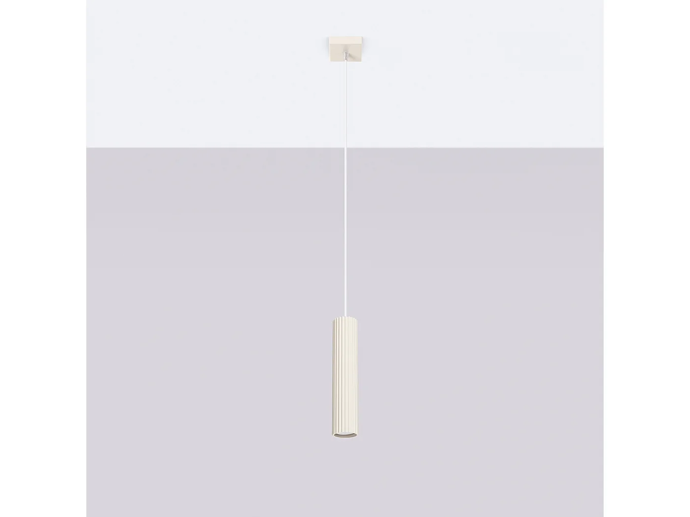 Lampe À Suspension Karbon Minimaliste En Aluminium - 1 Sources Lumineuses - L.8 X H.118 Cm - Beige