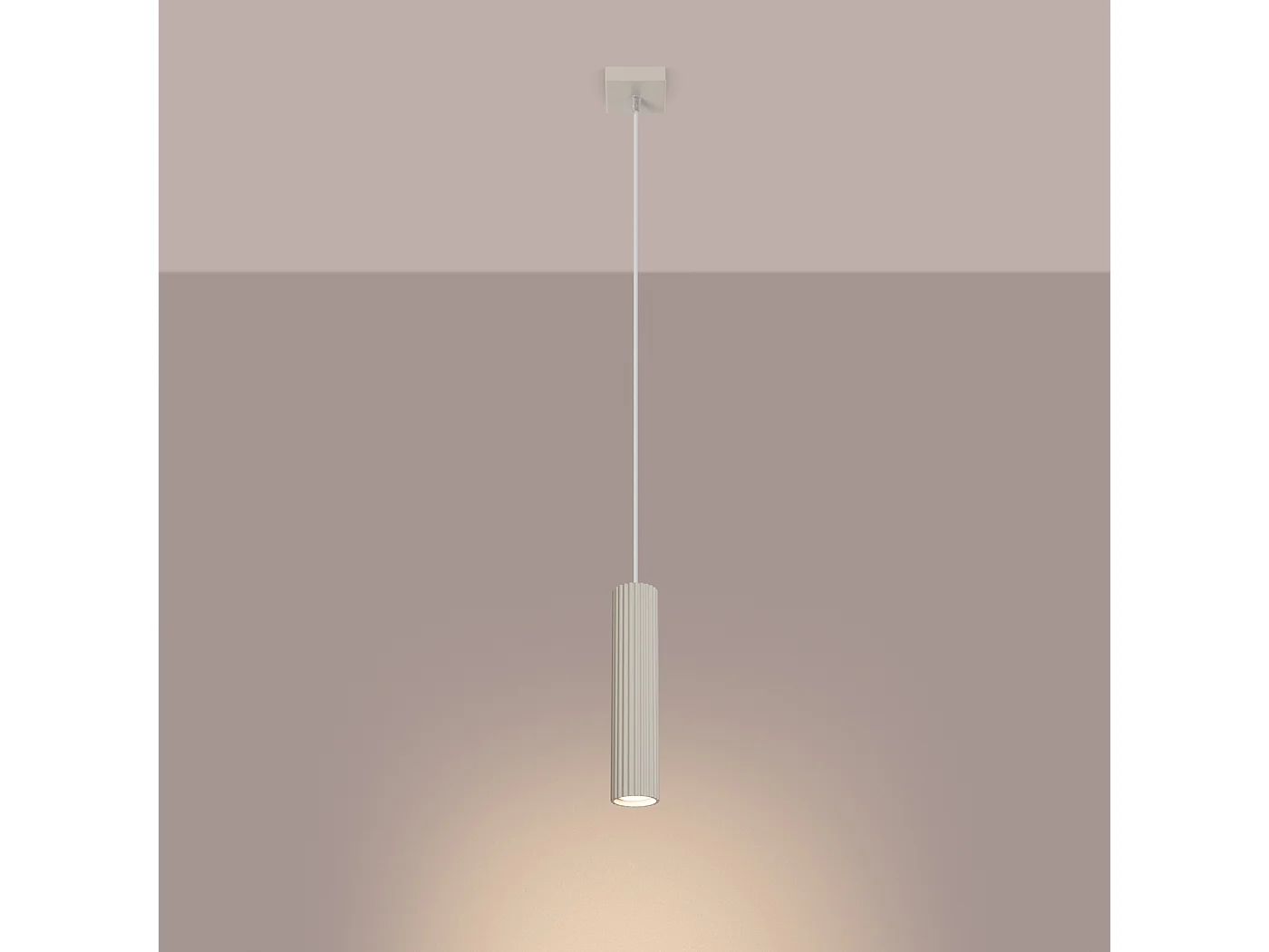 Lampe À Suspension Karbon Minimaliste En Aluminium - 1 Sources Lumineuses - L.8 X H.118 Cm - Beige