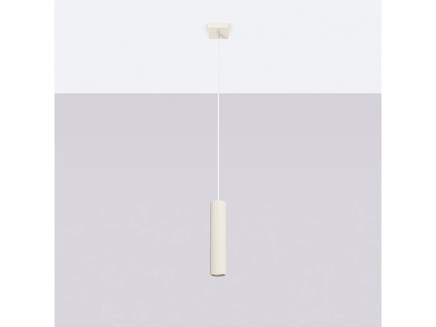 Hanglamp KARBON minimalistisch van  - 1 lichtbronnen - L.8 x H.118 cm - beige