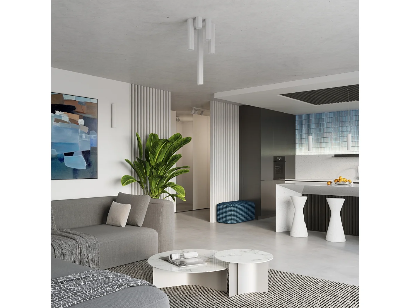 Lampe À Suspension Karbon Minimaliste En Aluminium - 1 Sources Lumineuses - L.8 X H.118 Cm - Blanc