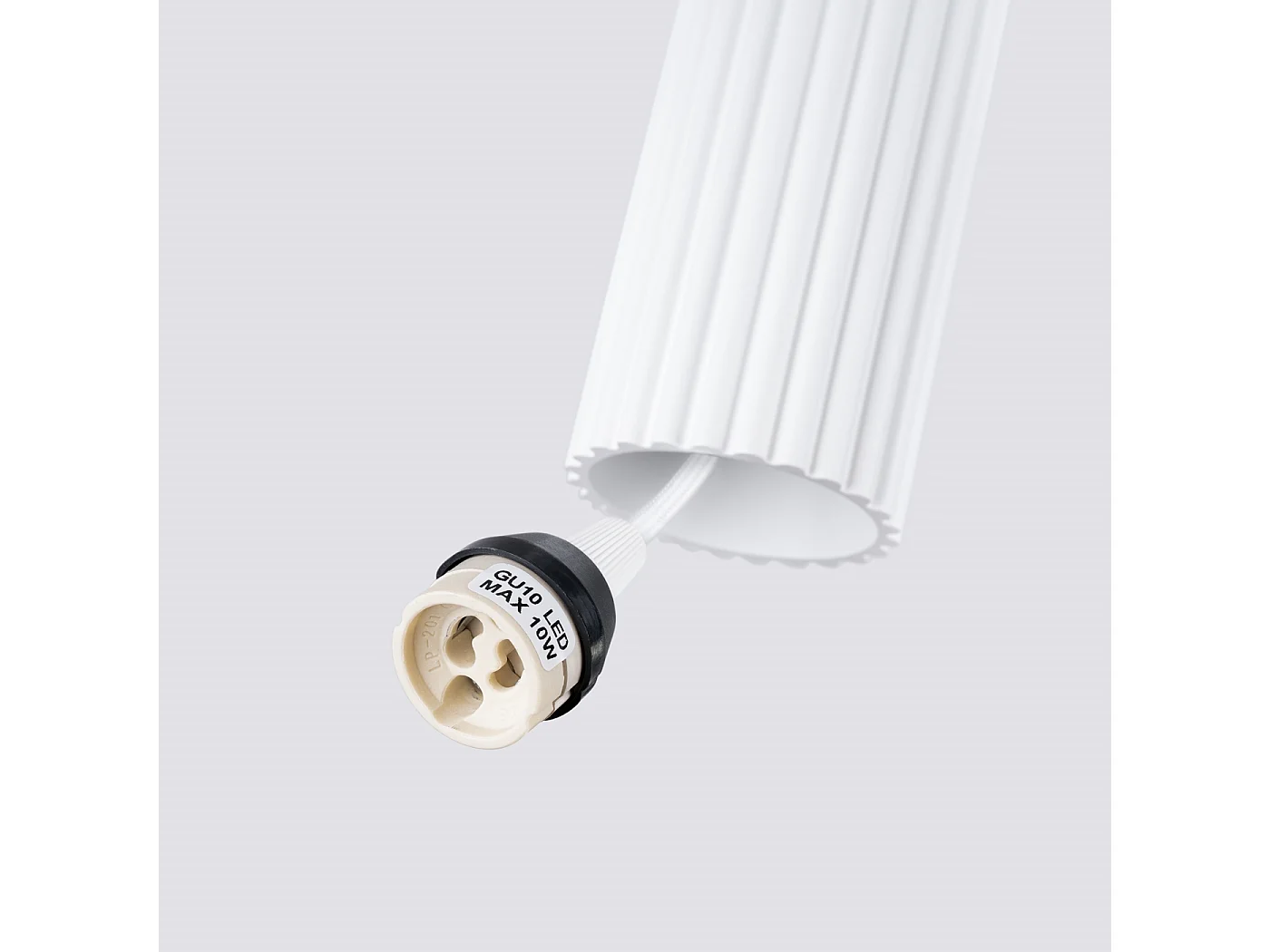 Hanglamp KARBON minimalistisch van  - 1 lichtbronnen - L.8 x H.118 cm - wit