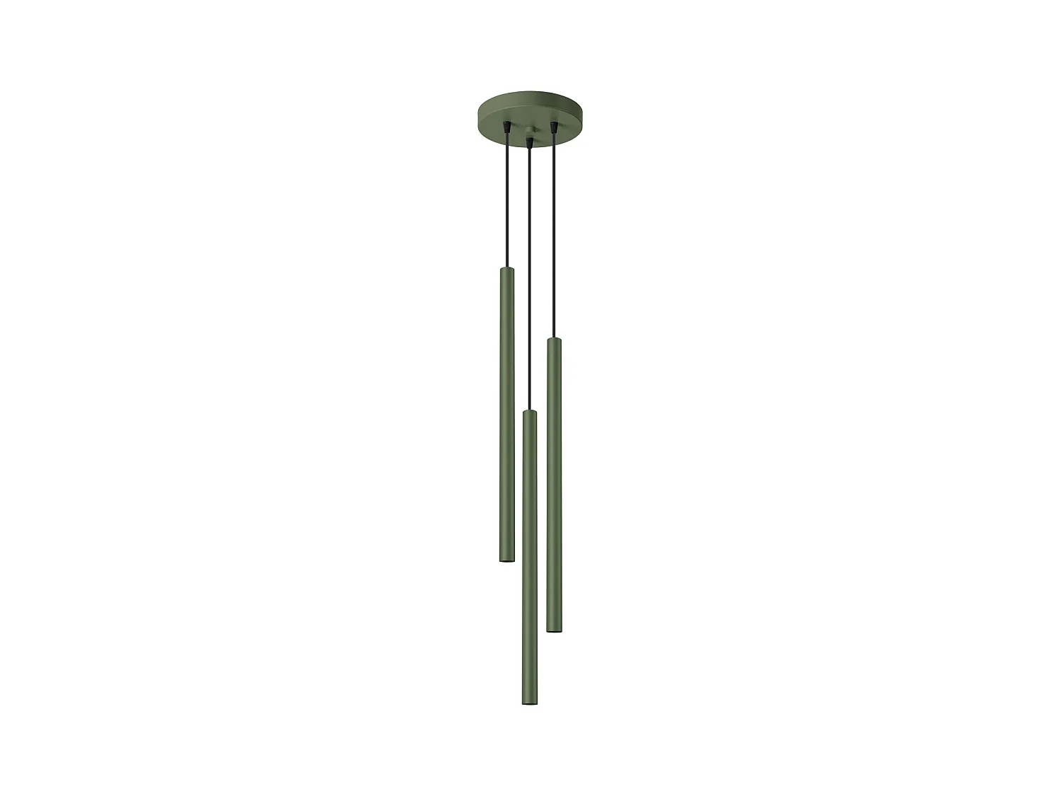 Lampe À Suspension Pastelo Moderne En Acier - 3 Sources Lumineuses - L.30 X H.94 Cm - Vert Olive
