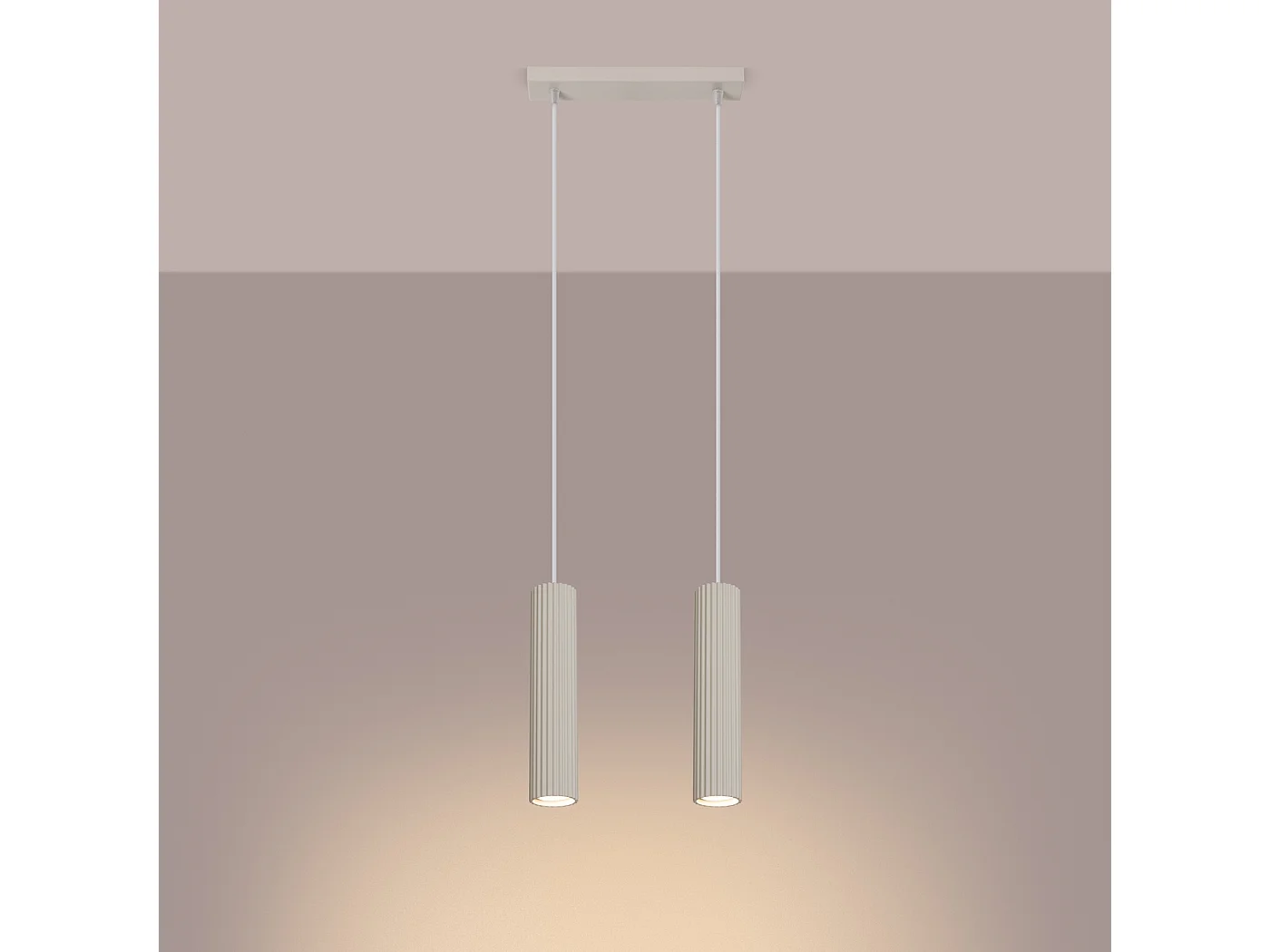 Hanglamp Karbon Minimalistisch Van  - 2 Lichtbronnen - L.30 X H.90 Cm - Beige
