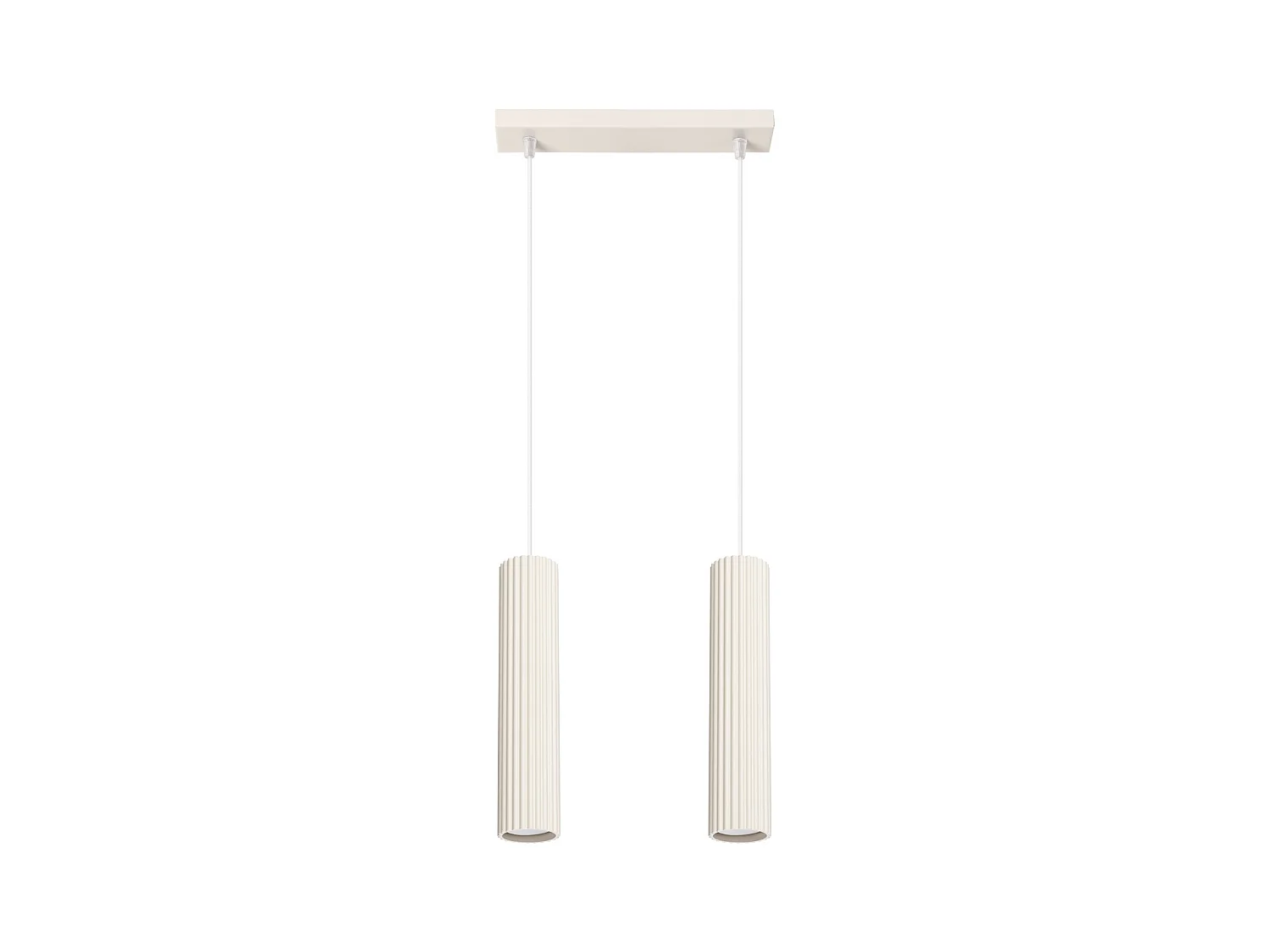 Lampe À Suspension Karbon Minimaliste En Aluminium - 2 Sources Lumineuses - L.30 X H.90 Cm - Beige